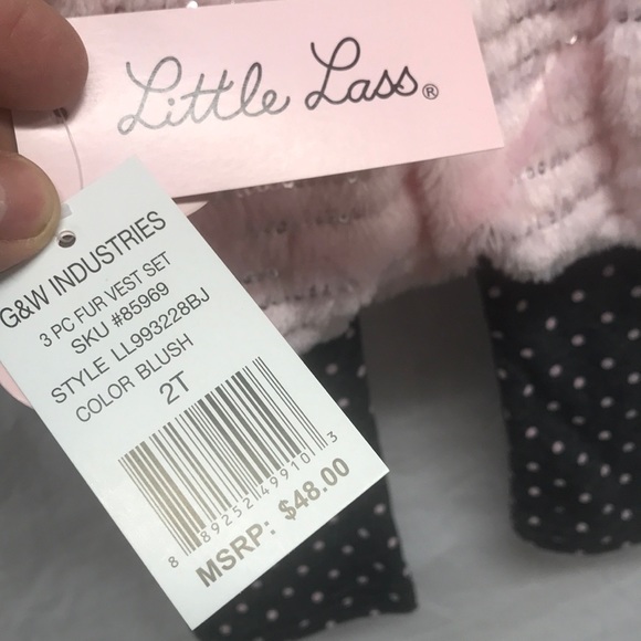 Little lass 3 pc Hoodie fur vest outfit set - Picture 7 of 7